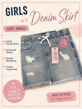 YMI Distressed Light Blue Denim Mini Skirt